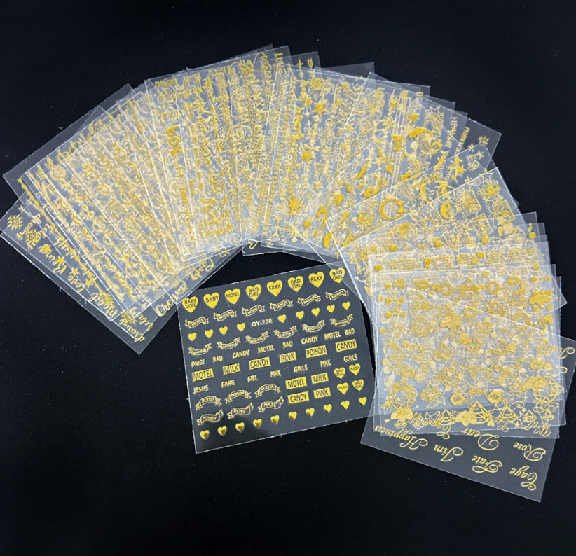 10Pcs 3D Gold Lace Flower Butterfly Nail Art Stickers Charms Decoration Manicure