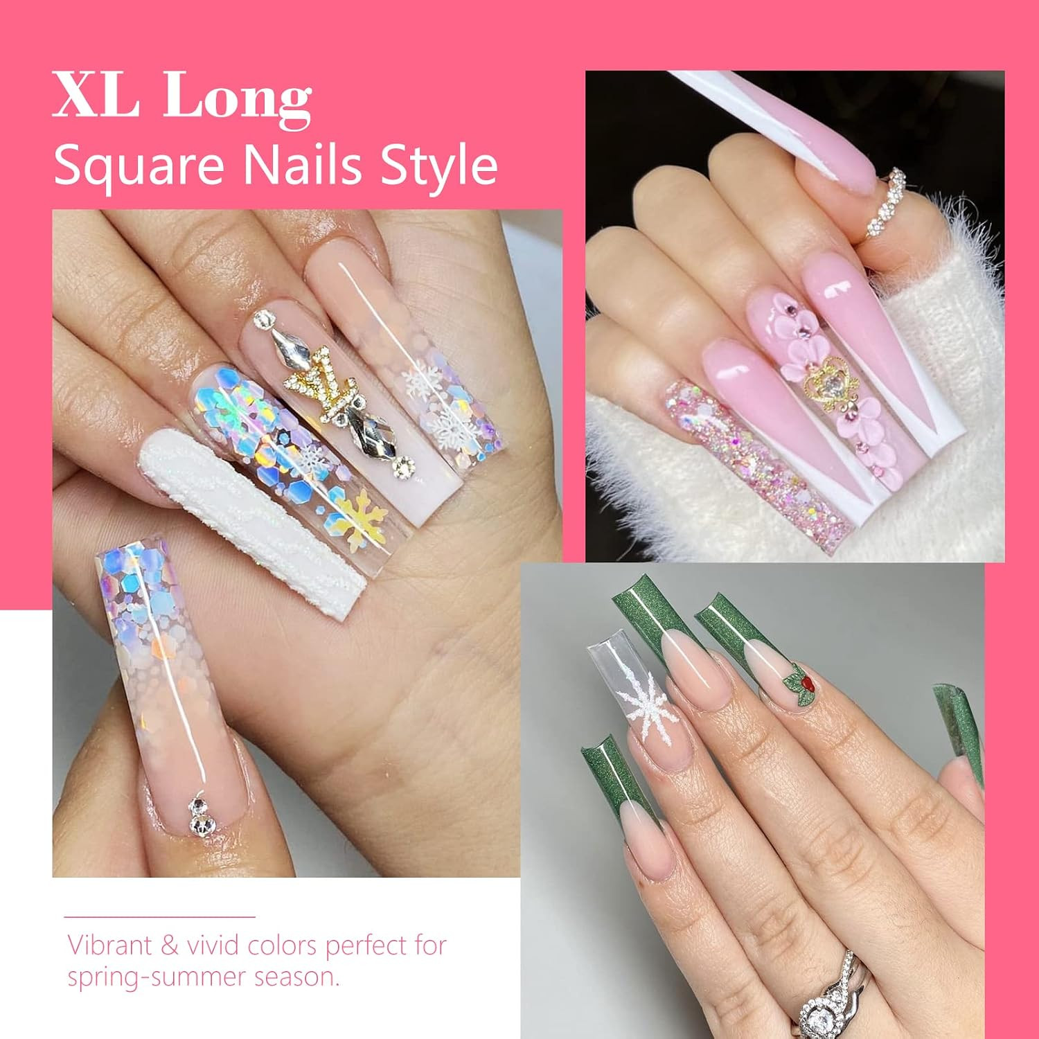 Square Nail Tips NO C Curve, XL Clear Nail Tip for Acrylic Nails Professional, L