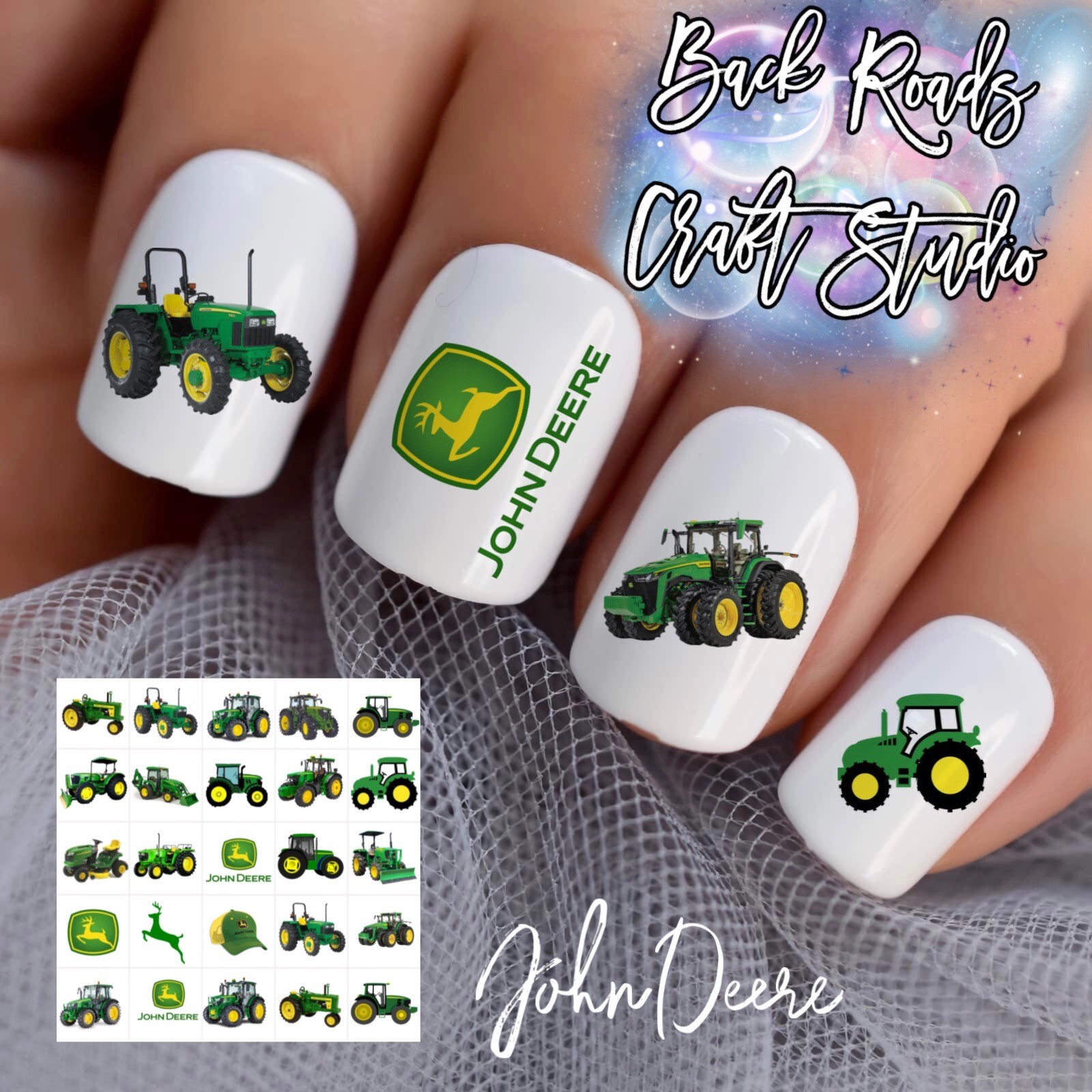 John Deere Tractor Waterslide Nail Decals Set of 50 Instructions & Bonus