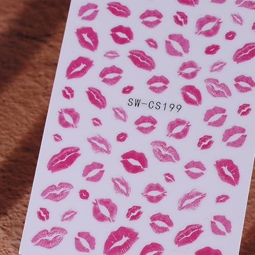 Valentine’s Day Nail Art Stickers Pink Sexy Lips Nail valentines style1