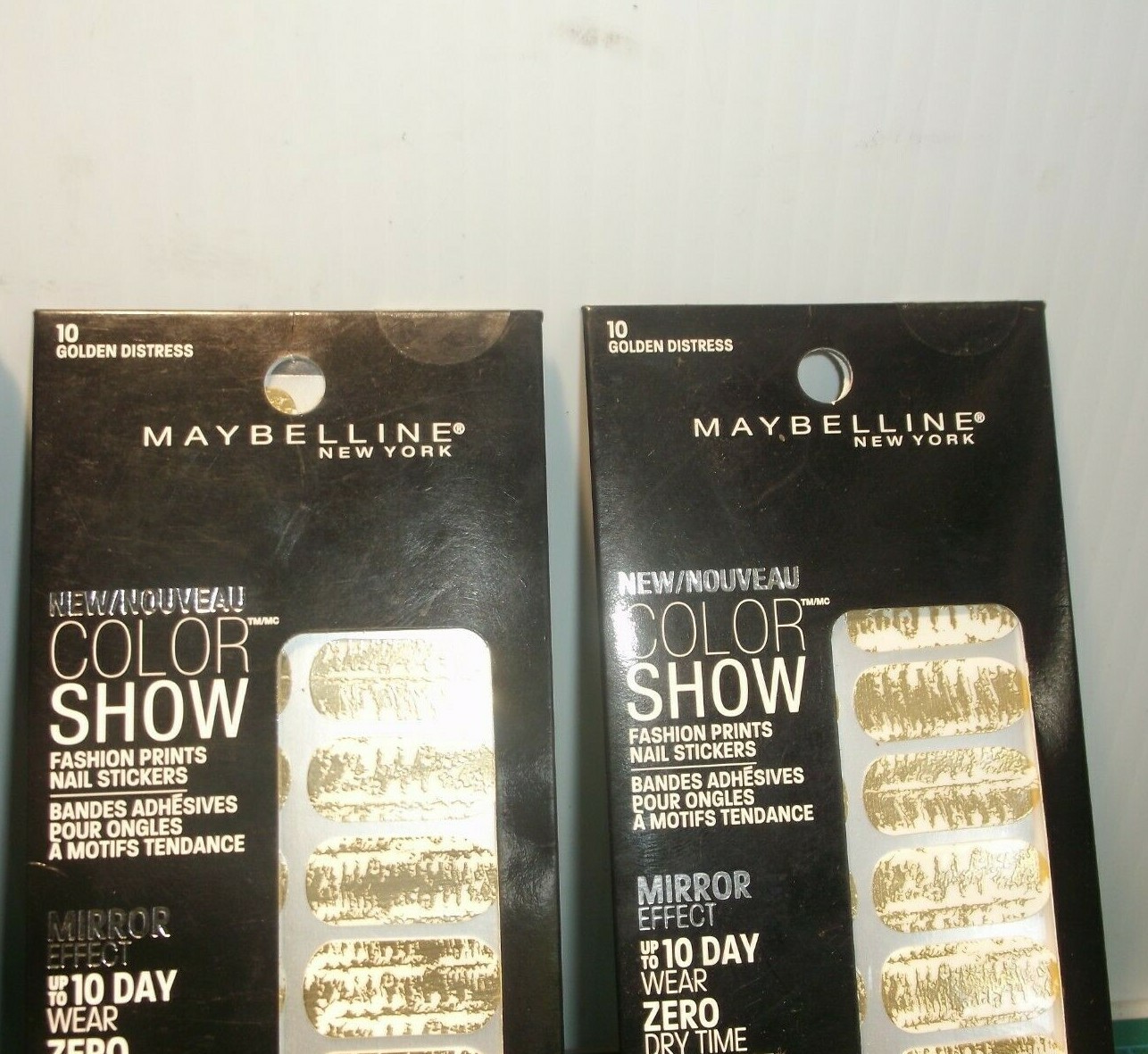 5 Packs Maybelline Color Prints Mirror Effect Nail Stickers 10 Golden Distress