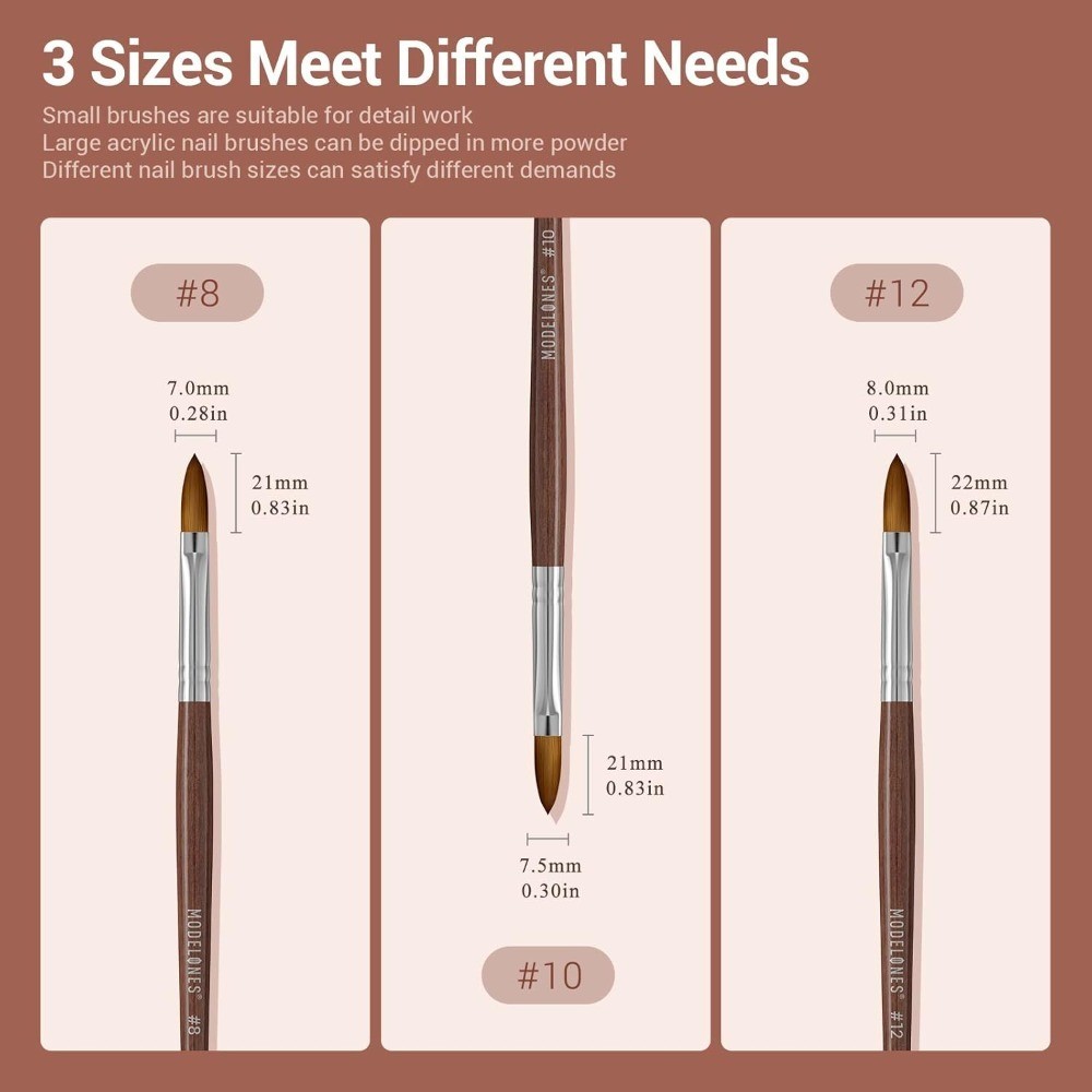 Professional Acrylic Nail Brush Size 8 with Pure Kolinsky Hair Bristles Oval
