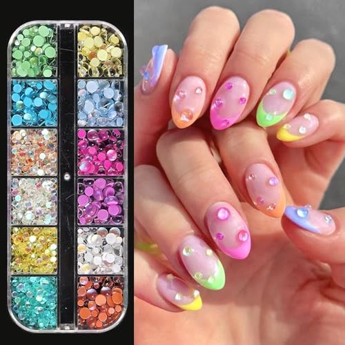 3D Aurora Bubble Beads Nail Charms, Mixed Size Iridescent Mermaid Colorful