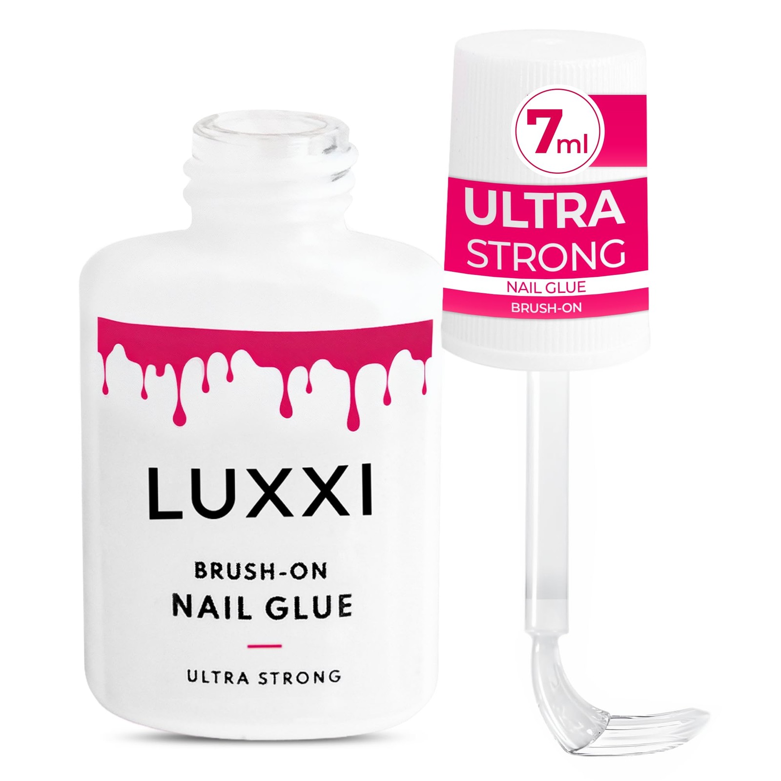 LUXXI Super Strong Brush On Nail Glue for Press Nails | Best Pink Gel