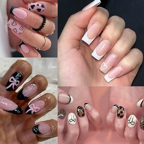 8 Sheets Heart Bow Star Nail Stickers for Nail Art 3D Self-Adhesive pink bow