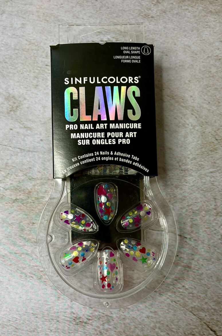 SinfulColors My Party 2660 2d Claws Press On Nails, 24 count Medium Oval