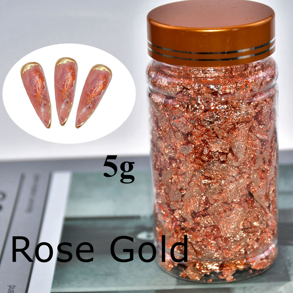 3x 5g Nail Art Foil Leaf Gold Silver Copper Flakes Chunky Glitter Manicure Decor