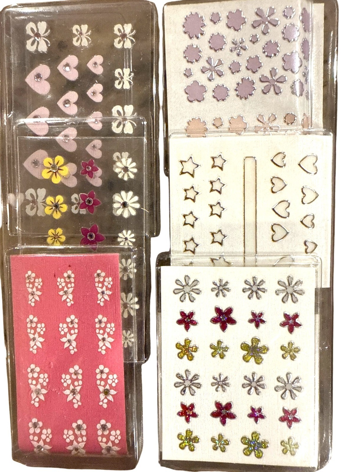 FING’RS 2346 Nail Art Variety Pak STARS+HEARTS+FLOWERS White+Pink+Yellow Playful