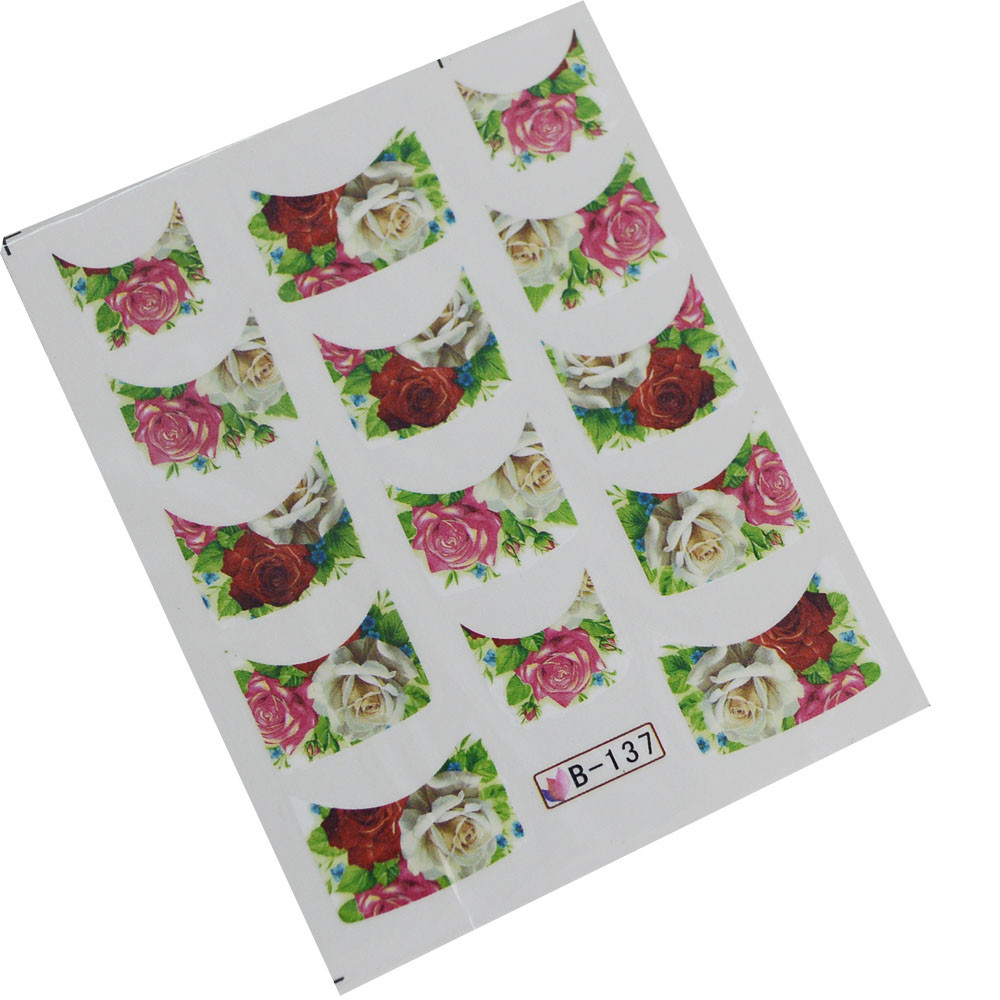 44 Designs Water Transfer French Tip Nail Stickers Flower Butterfly Bird Feather