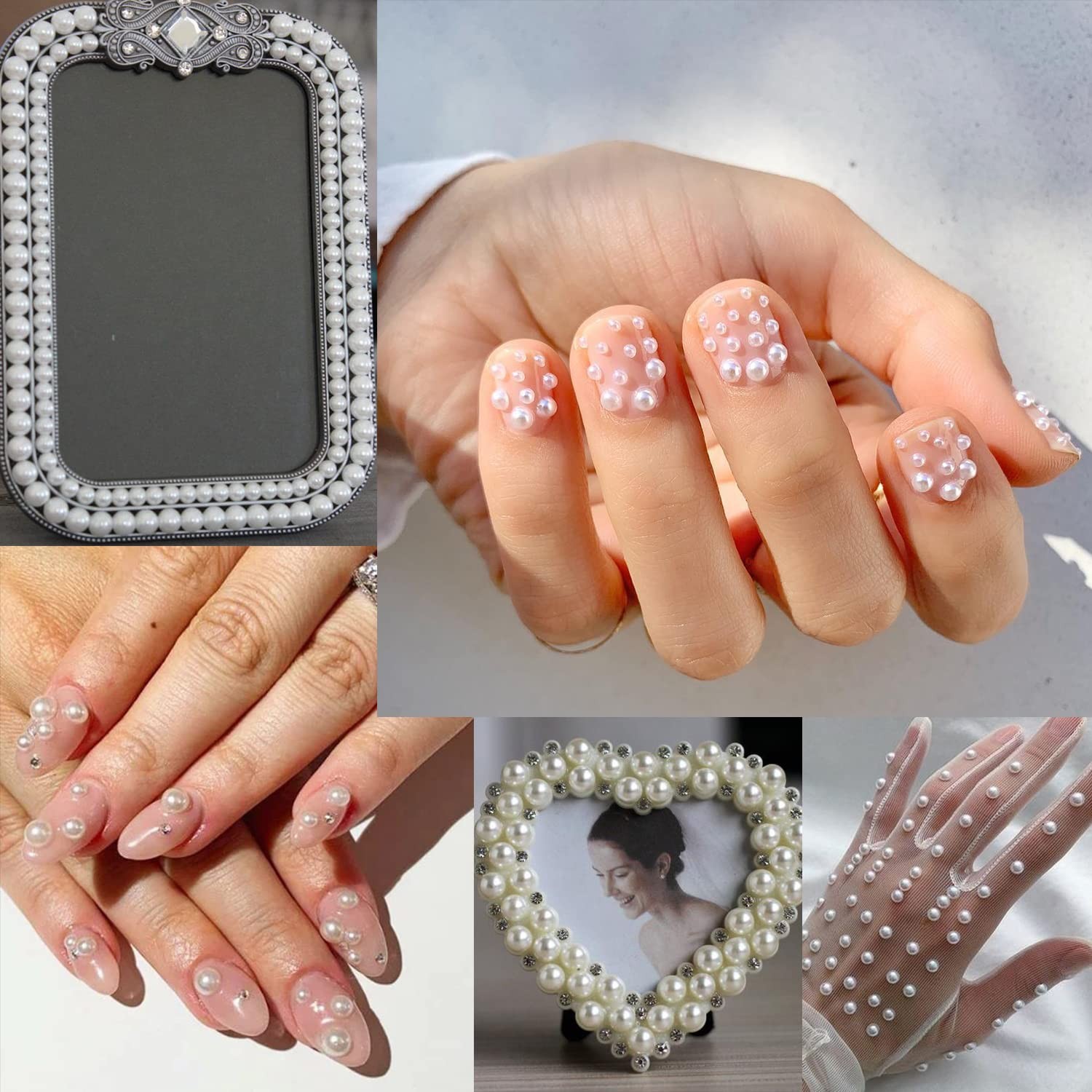 Nail Art Flat Back Half Round Pearl Kits, Mixed Sizes 6000 Pcs with B7000 Jew…