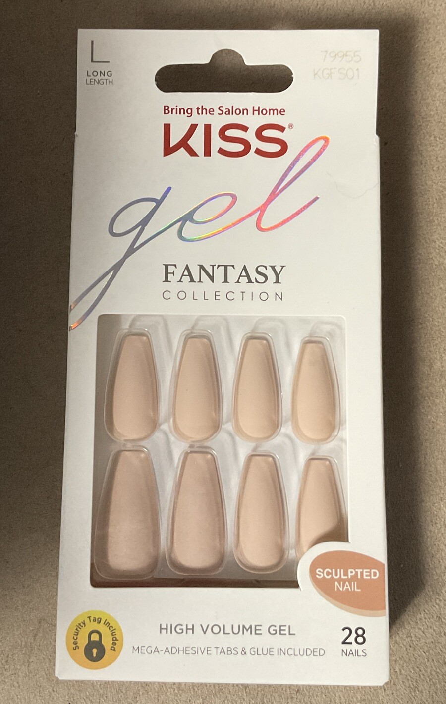 Kiss Nails Gel Fantasy Collection Long Sculpted Coffin Matte Pink Nude Manicure