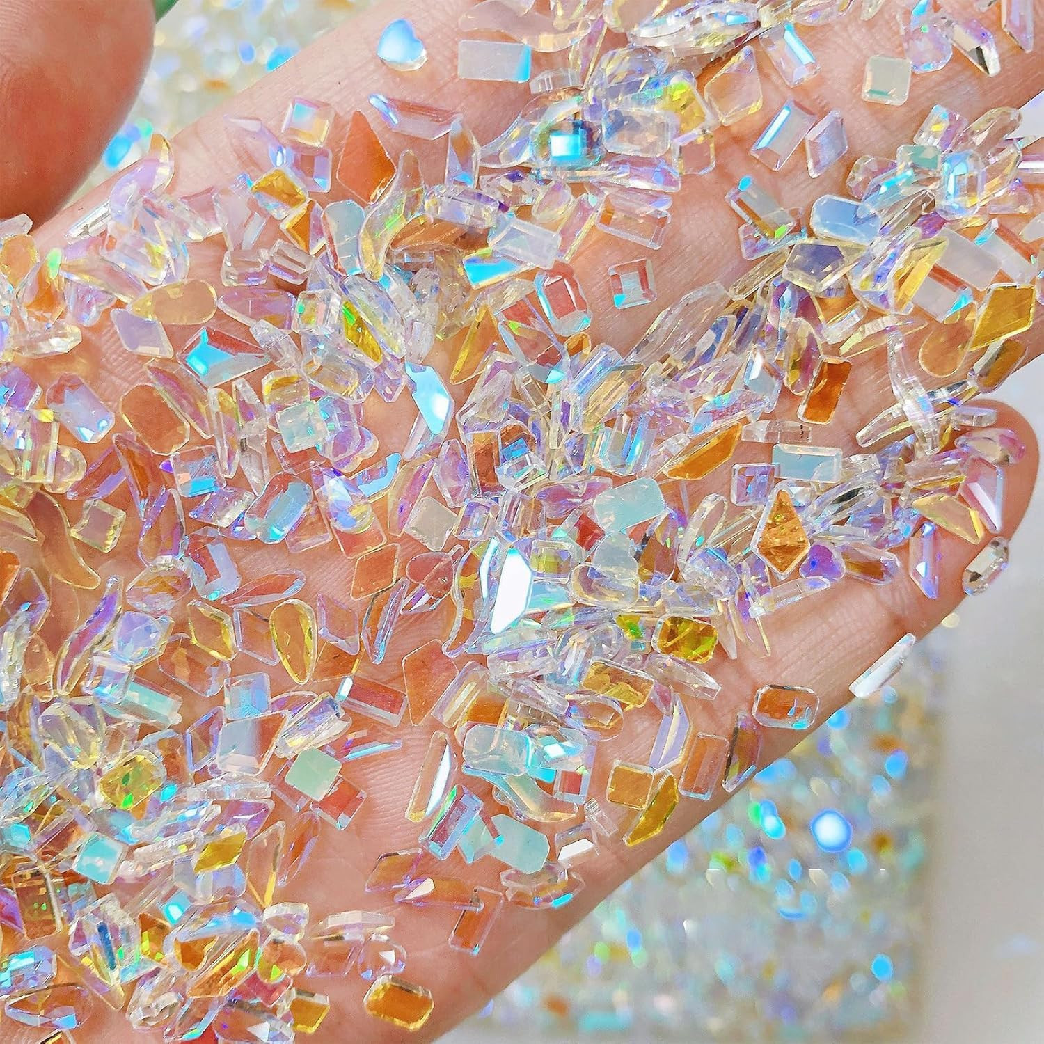2000PCS Colorful Rhinestones Nail Art Charms Multi Shape Crystal Flat Back Nail