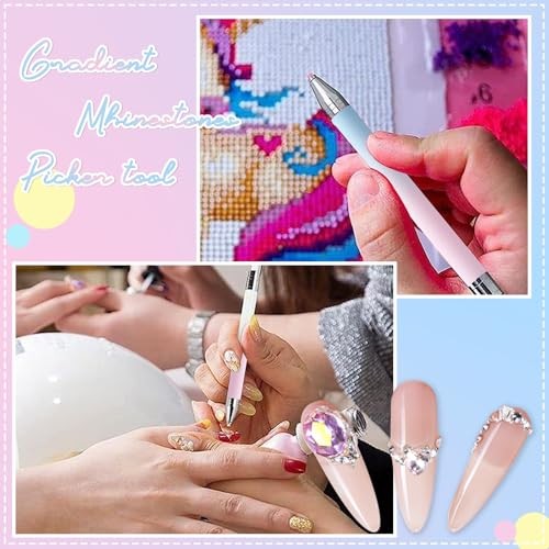 1 PCS Nail Art Rhinestone Picker Pens With 1 Box Spare Silicone Clay Tool