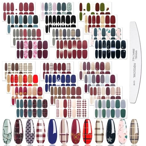 24 Sheets Nail Polish Strips Wraps With Nail File Self-dhesive Nail Stickers A