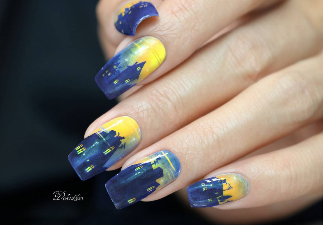 P102 Home at Dusk Water Decals Sliders for Nail Art Design