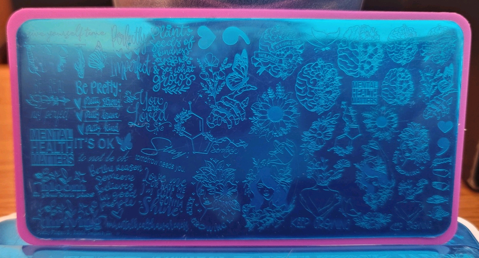 🤕🧠🤯🩹Pretty Fingers By Robin Self Love Mental Health Nail Stamping Plate
