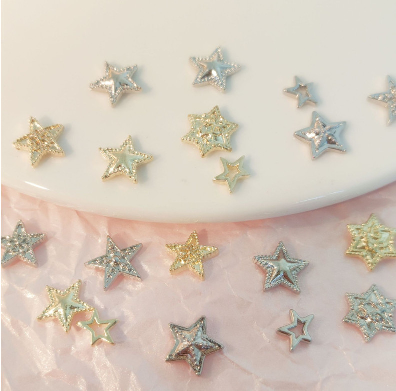 10pcs Silver Gold Alloy Mixed Star Charms Nail Art Jewelry Décor NH9