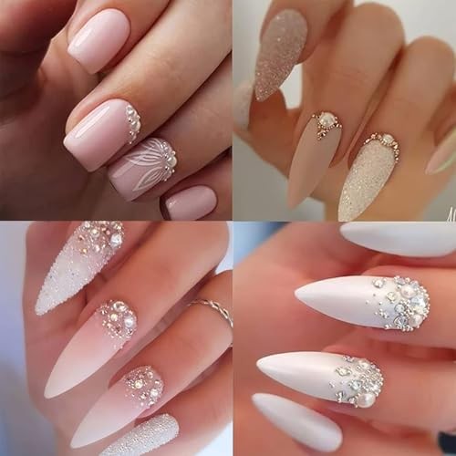 Nail Art Pearls with Nail Rhinestones Glue Gel Flatback Pearls Nail Colorful-01