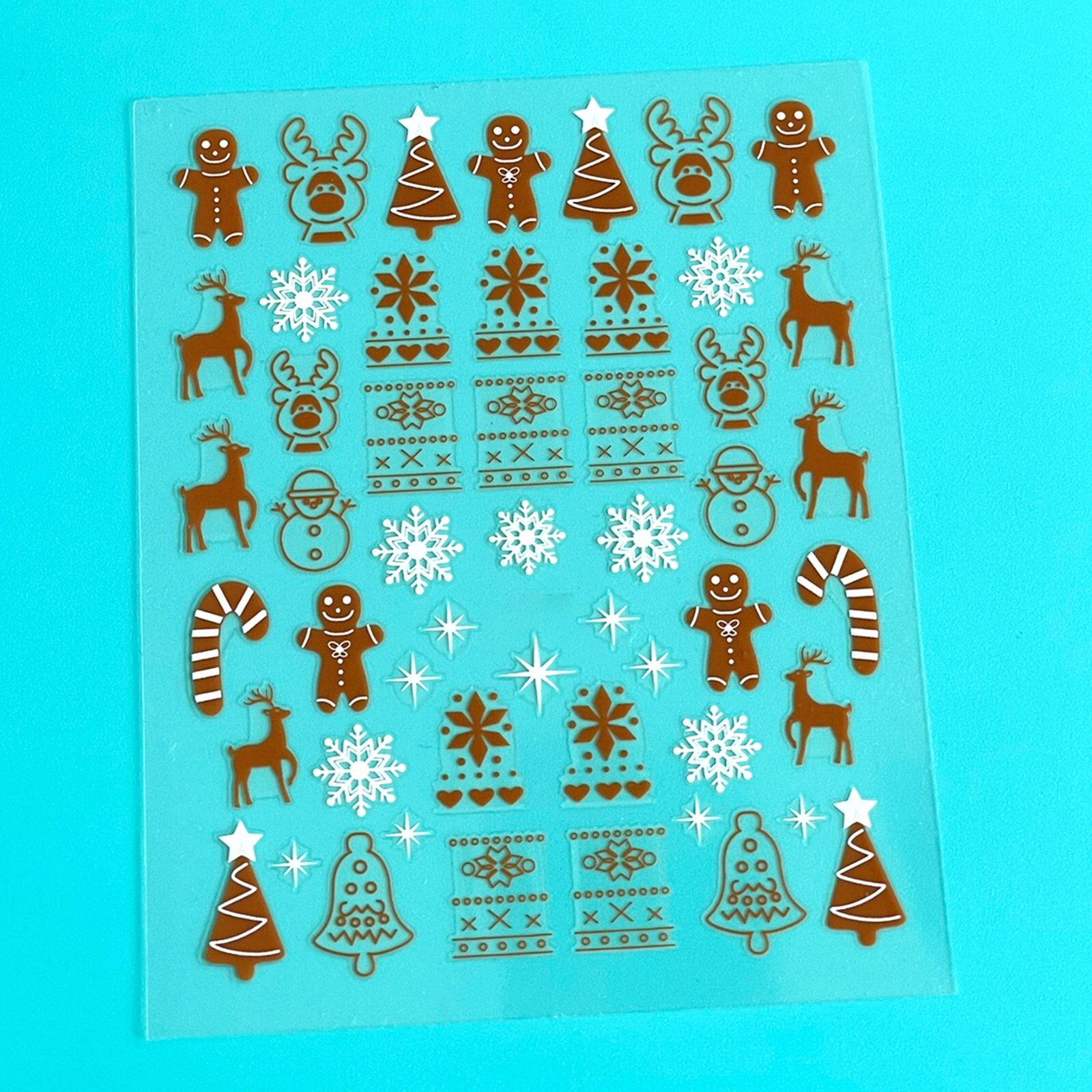 Christmas Nail Sticker Gingerbread Snowflake Raindeer Candy Cane Tree Snowman