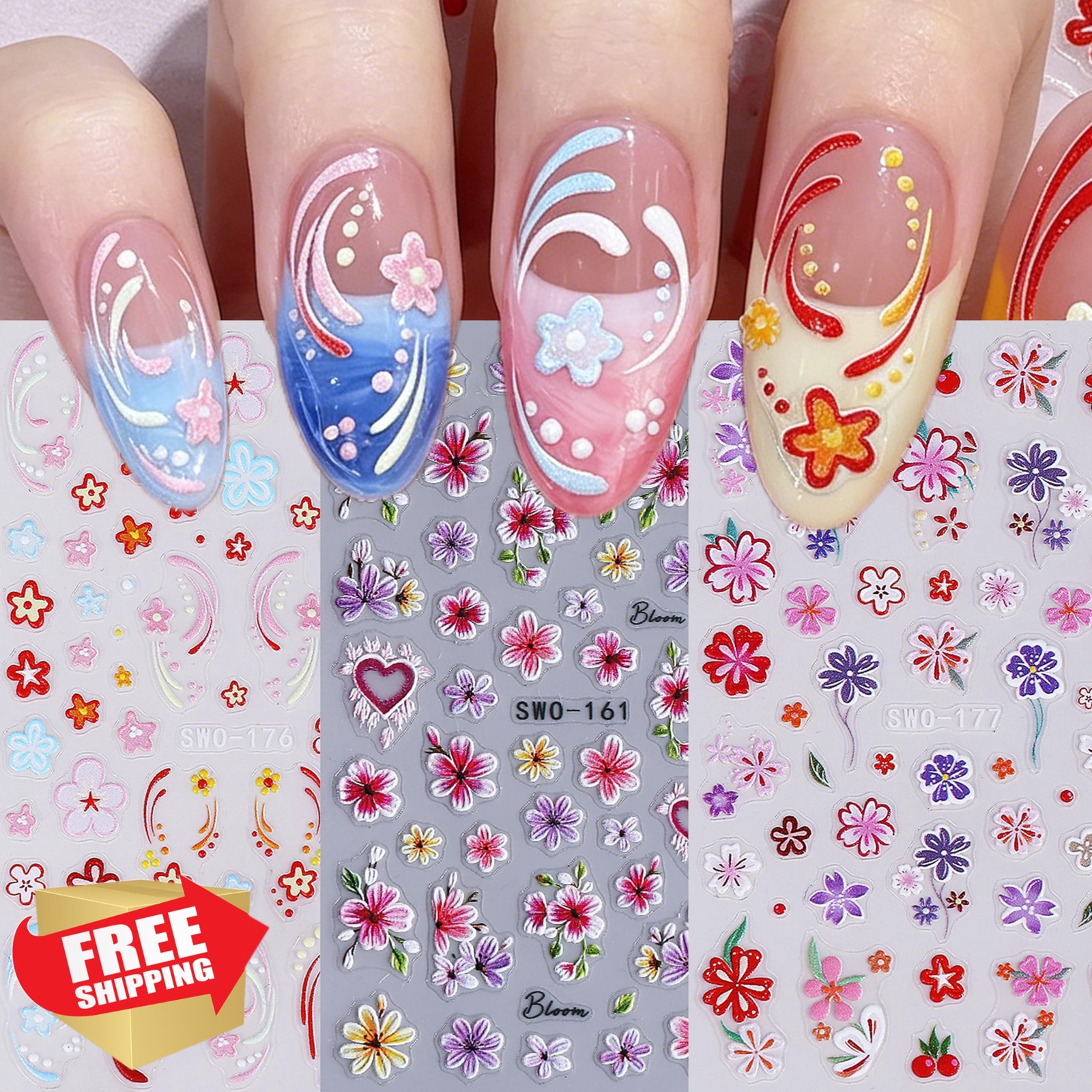 Aoustratum Spring Flower Nail Stickers Style04