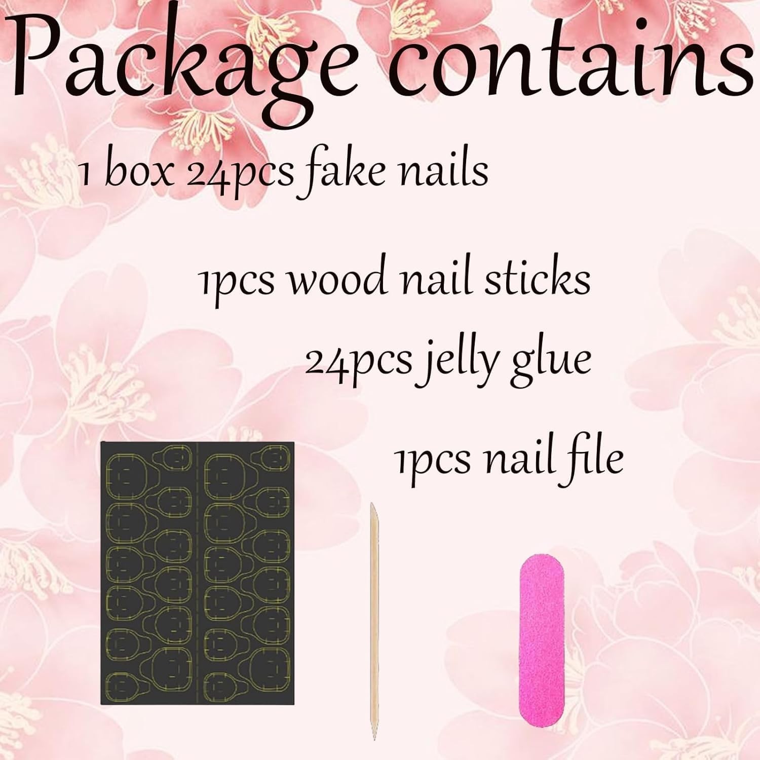 24Pcs Square Short Press on Nails French Tip Fake Nails with Cute Star Rhines…