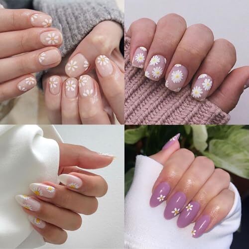 6Sheets Daisy Nail Art Stickers,Floral Daisy Nail Decals Spring Summer flower-3