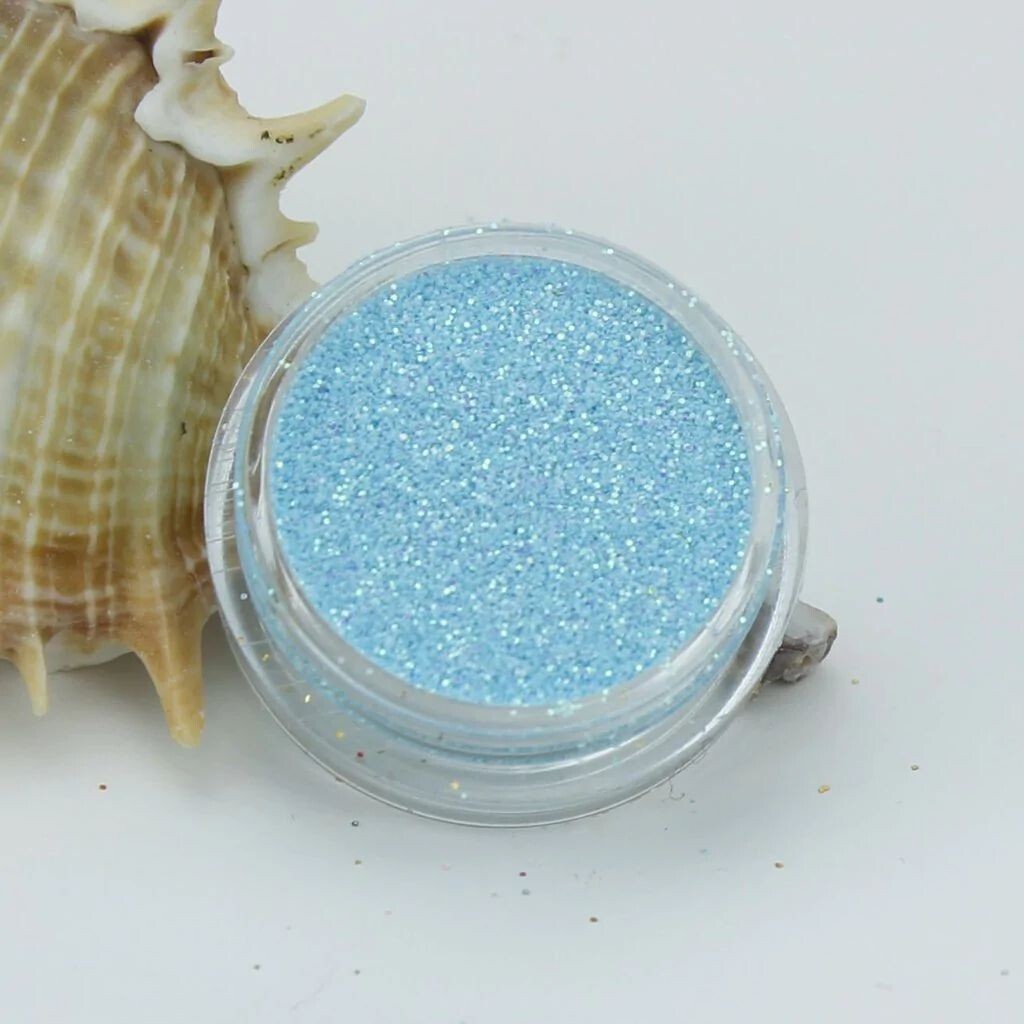 Light Blue Nail Glitter Powder Iridescent Mermaid Frost Sugar Effect Winter Vibe