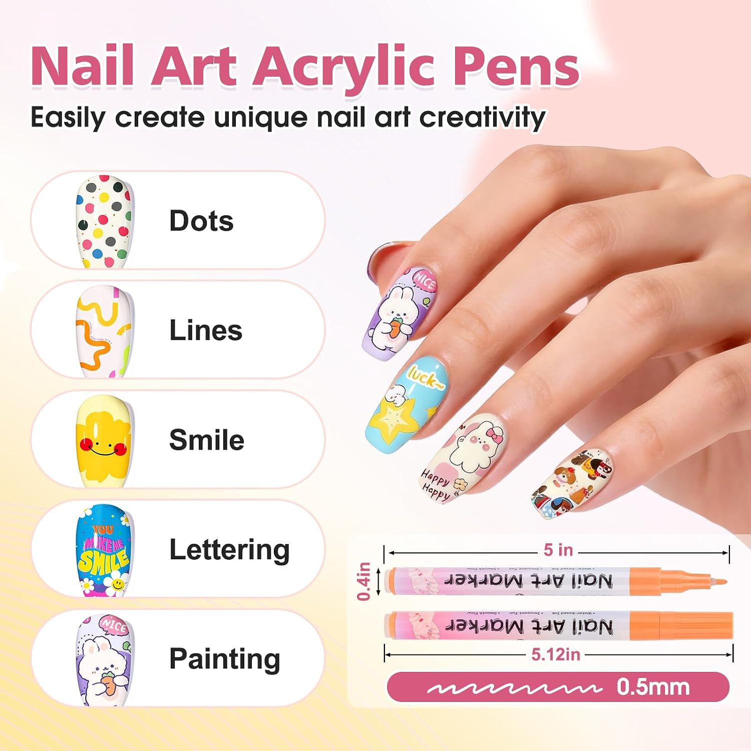 18 Colors Nail Art Pens, DIY Nail Art Markers, 0.5 Mm Nail Polish Pens | Nail Pa