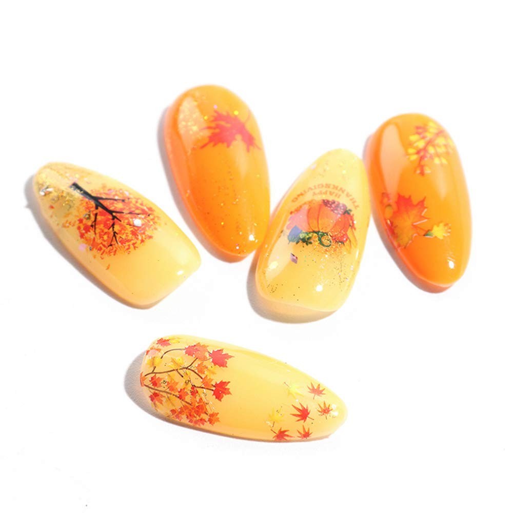 Fall Nail Stickers Autumn Maple Leaf Nail Art Decals Thanksgiving Day Water D…