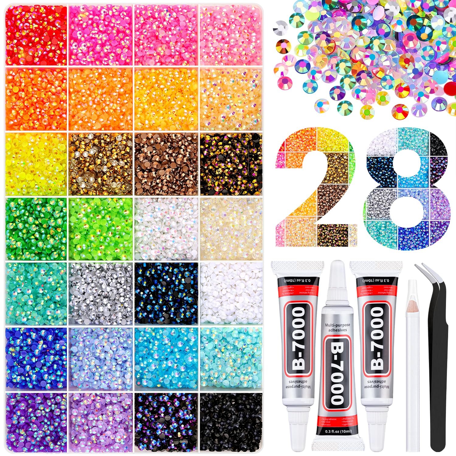 Jelly Rhinestones Bedazzling Kit, Multicolor 3mm Flatback Resin Bedazzler Gems