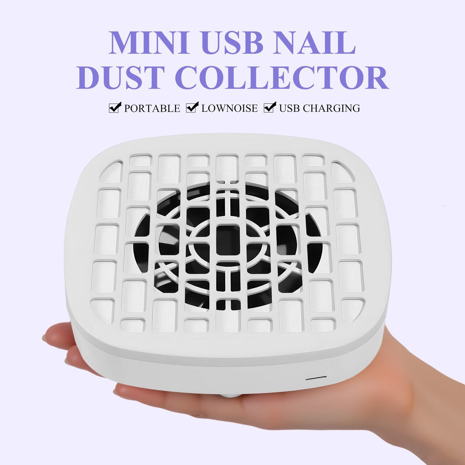 Low Noise Nail Dust Collector Vacuum for Home Manicure, Portable`