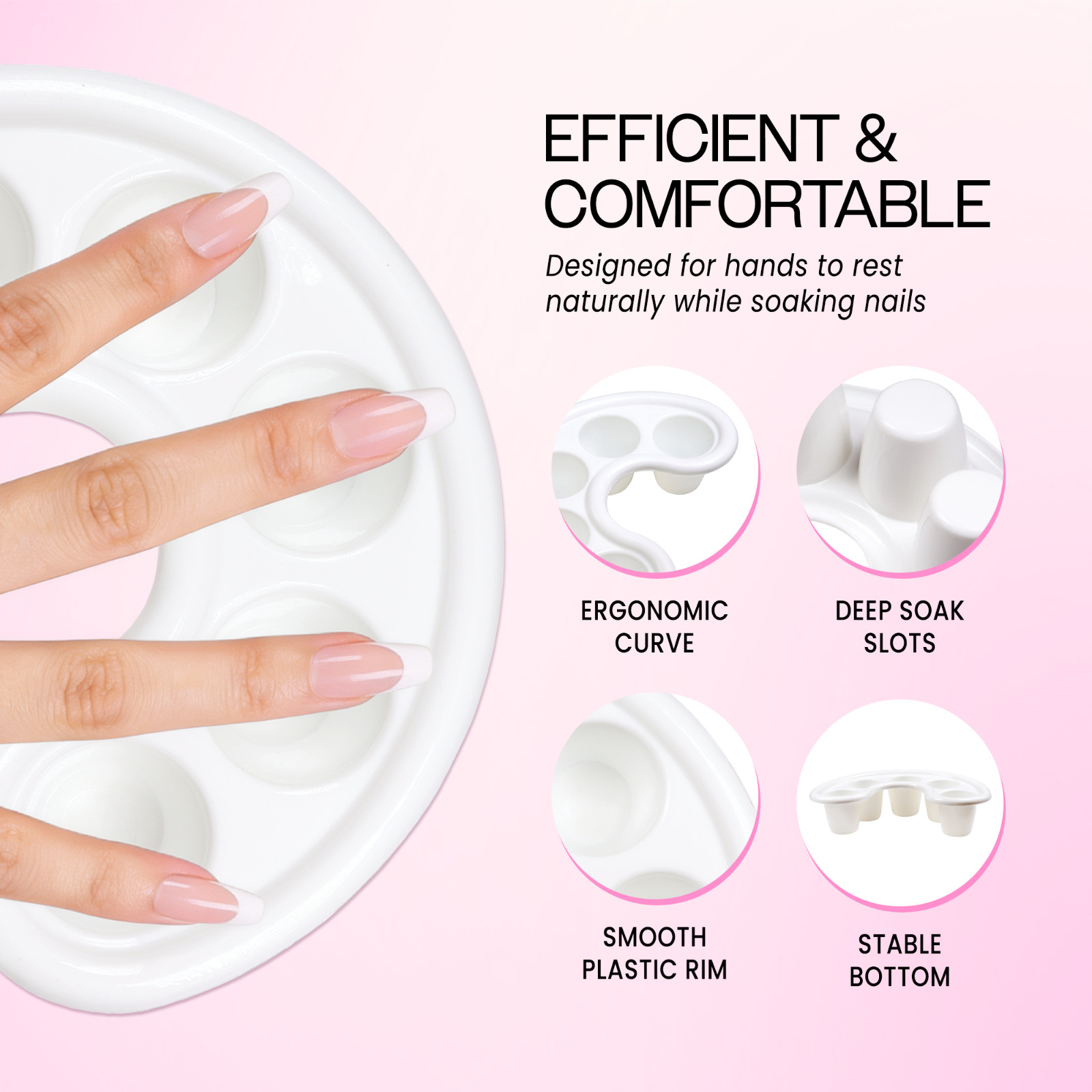 Beauticom Manicure Bowl Nail Art Hand Soak Treatment Tray White – 5 Finger Slots