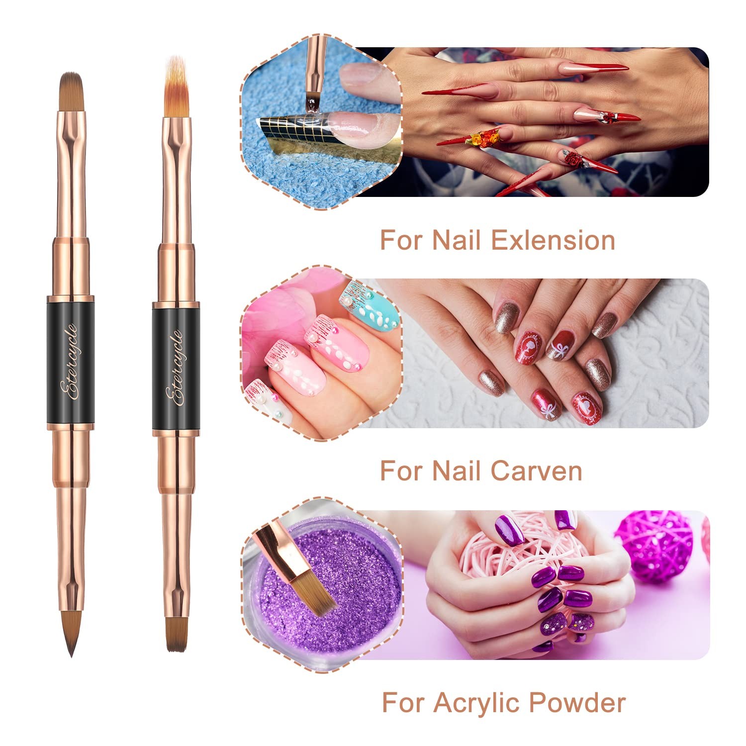 Double-Ended Acrylic Nail Art Brushes Set, Polish Nail Art Design Pen Paintin…