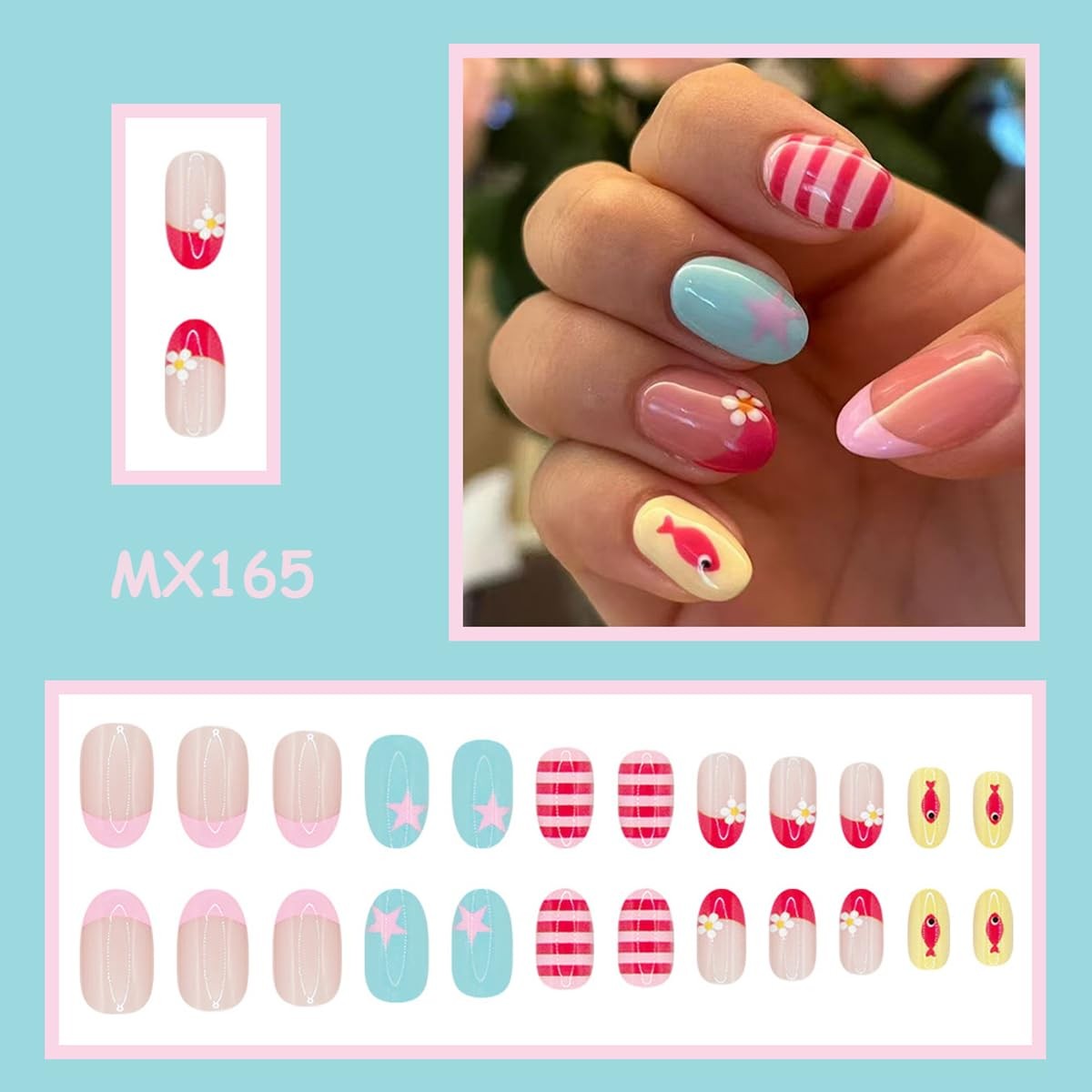 KASOICRA Short Oval French Tip Press On Nails XJXR6 Medium