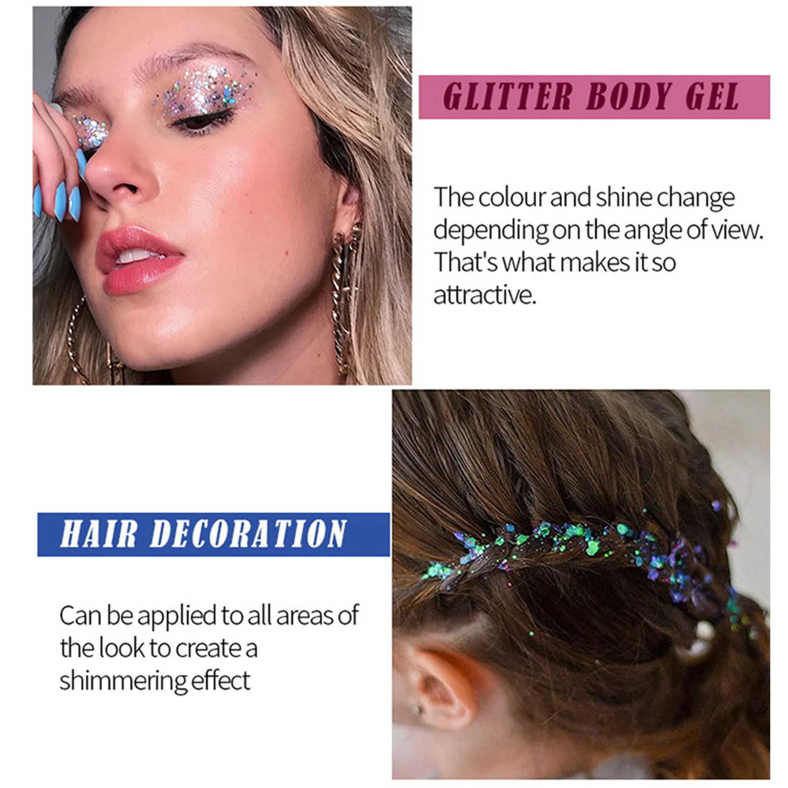 12 Color Face Glitter Makeup Body Glitter Gel Holographic for Bar Festival Party
