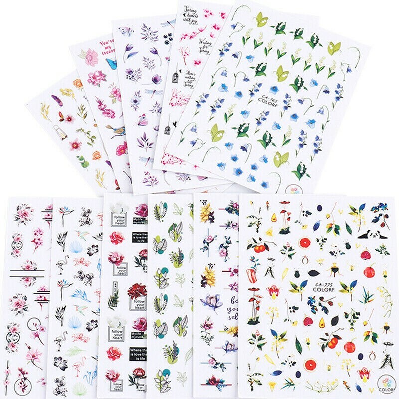 3D Nail Sticker Spring Floral Flower Tulip Adhesive Transfer Decals Slider NH7