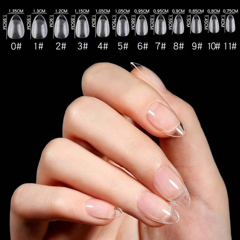 120PCS Short Almond Oval Full Cover Fake Nail Tips Press On Extension Set