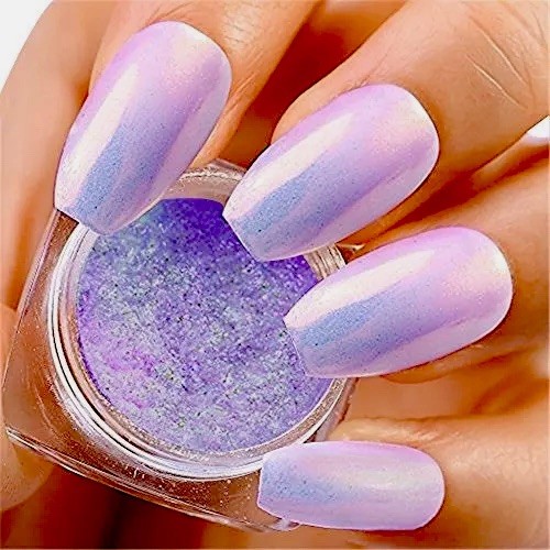 Aurora Candy Purple Chrome Nail Powder – Unicorn Pastel AB Mirror Rainbow Effect