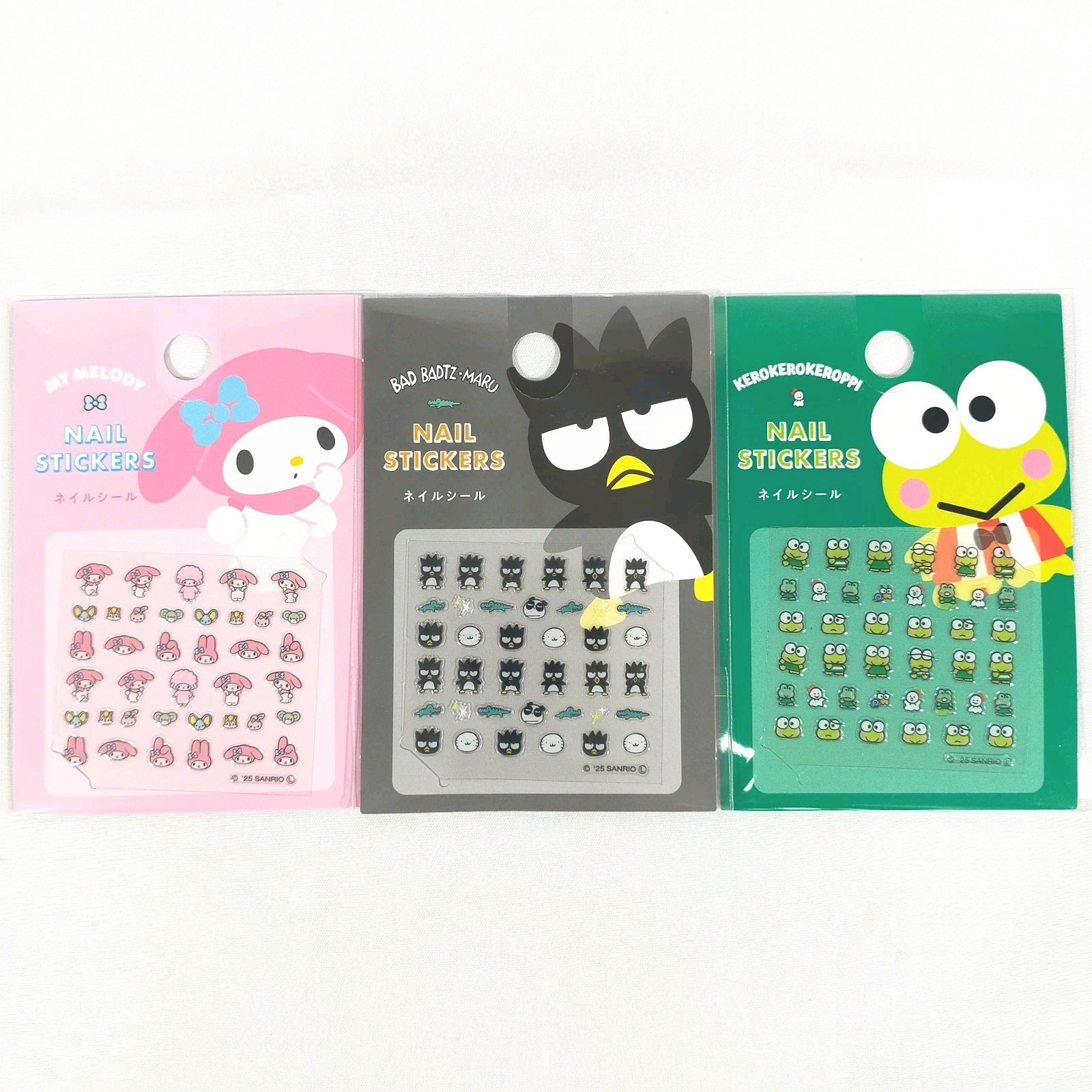 Sanrio Nail Stickers 3PCS Set My Melody Kuromi Kerokerokeroppi