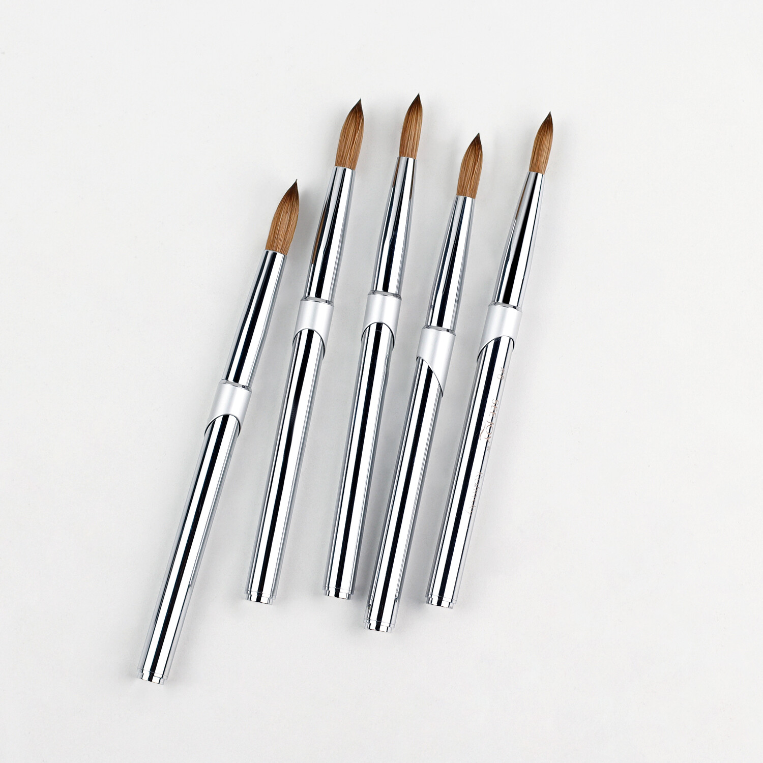 100% Acrylic Kolinsky Nail Brush Silver Metal Handle Size 8-16