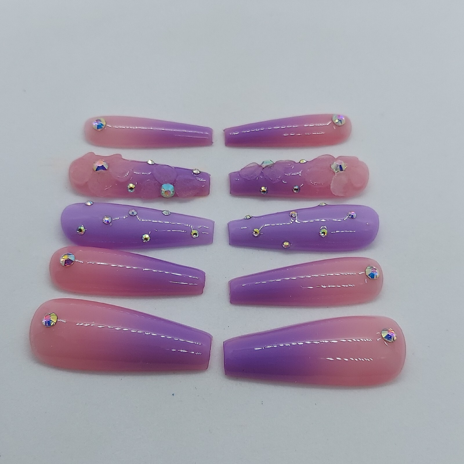 Purple Nails Purple Ombre Nails 3D Floral Nails Purple Bling Nails
