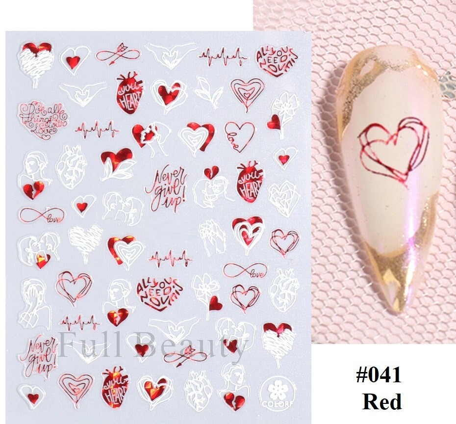 White, Black, Gold, Red Abstract Nail Art Stickers (Group 2)