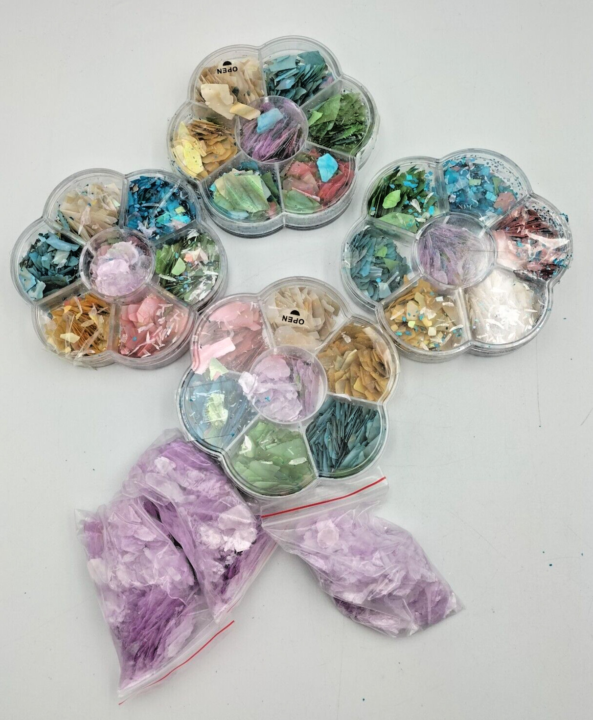 Abalone Crushed Shell Slices Mother Of Pearl All Colours Mica Mix Pack Of 4
