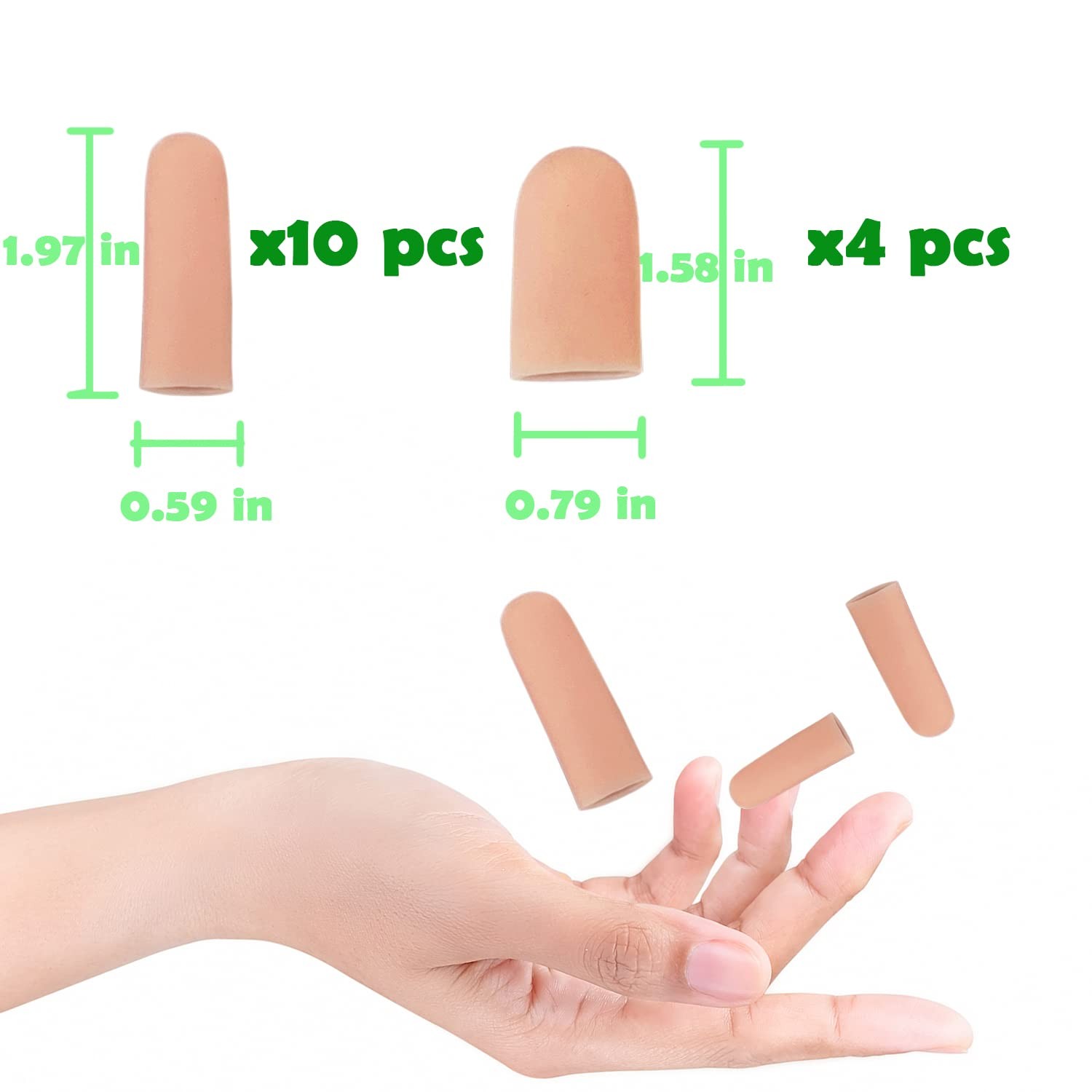 14 PCS Silicone Finger Cots Gel Finger Protectors for Finger Tips Soft Reusab…