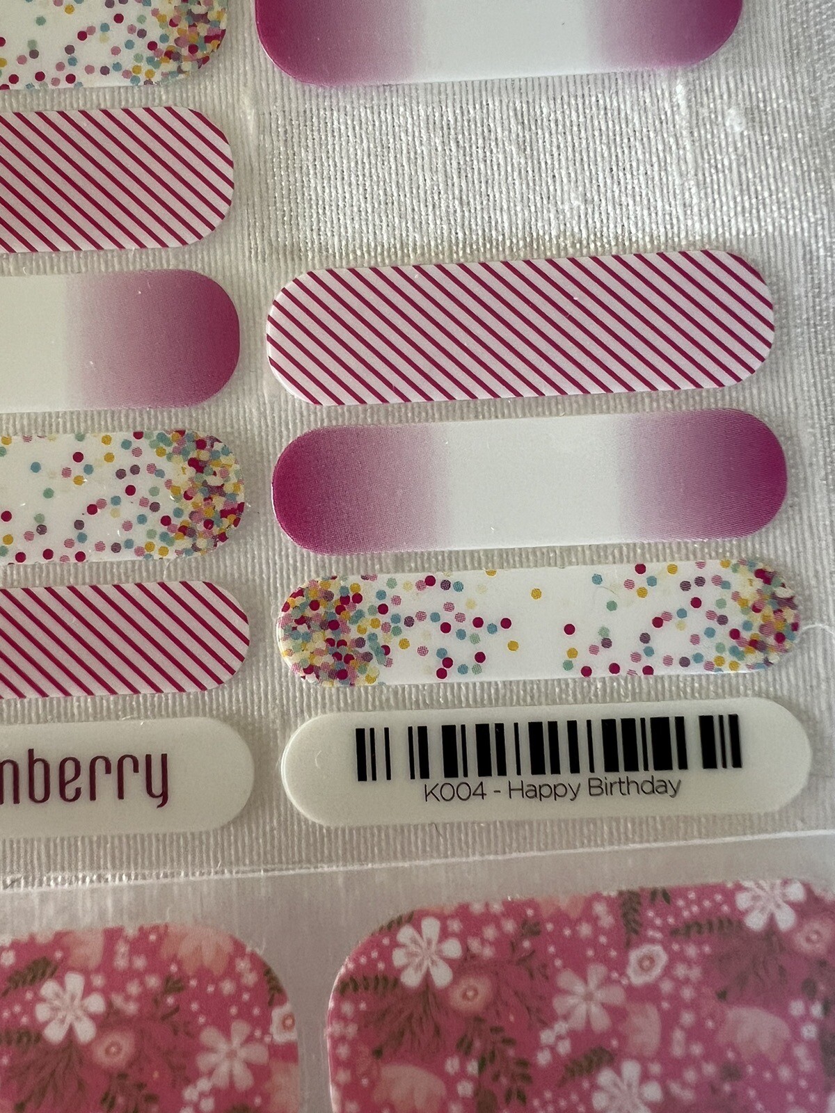 Jamberry Nail Wraps, Happy Birthday, Icy Rose Polka, Neutral Tiger, SB F1-0416