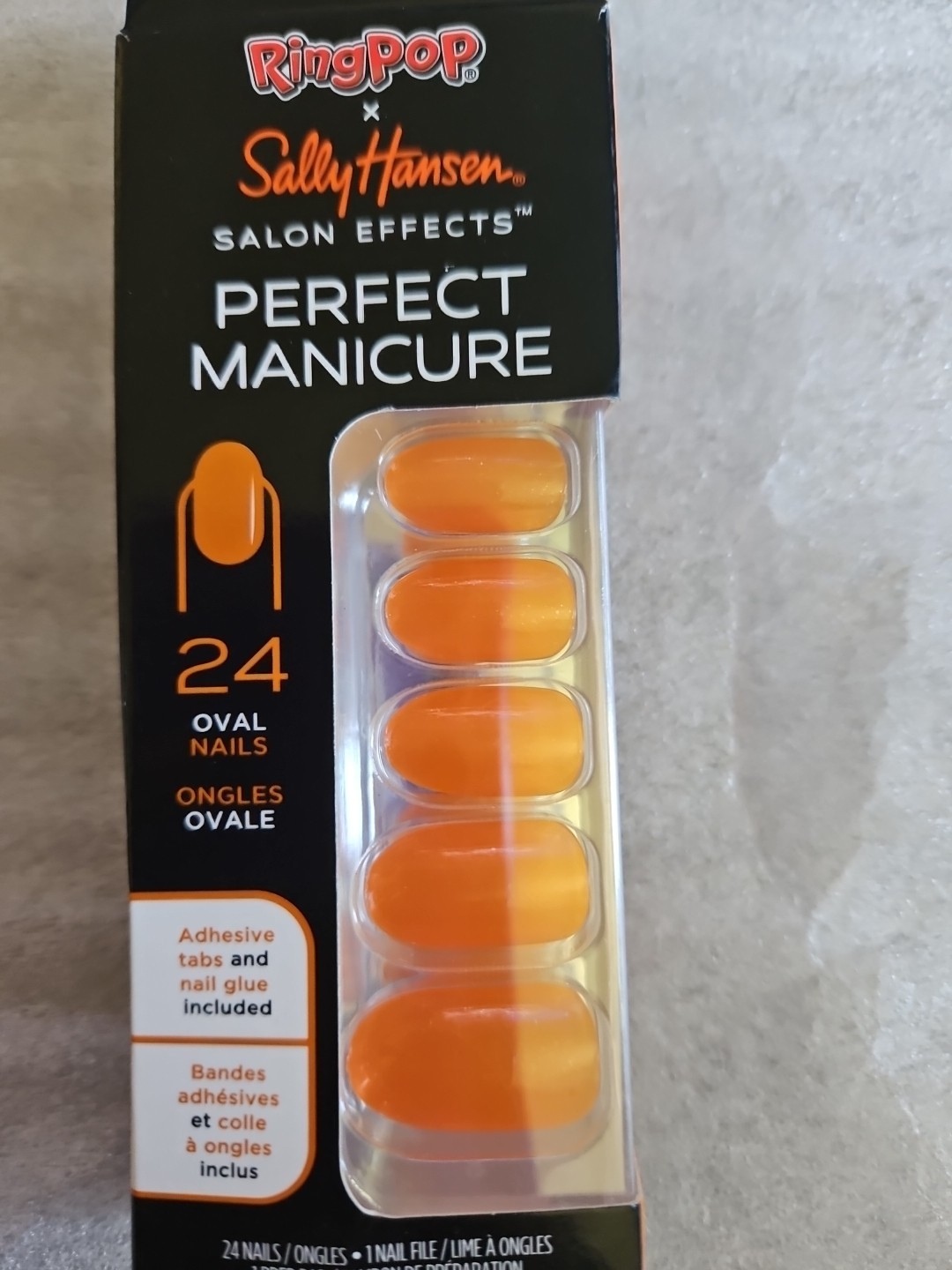 Sally Hansen Salon Effects Perfect Manicure Orange -Do Me A Favor -24 Oval Nails