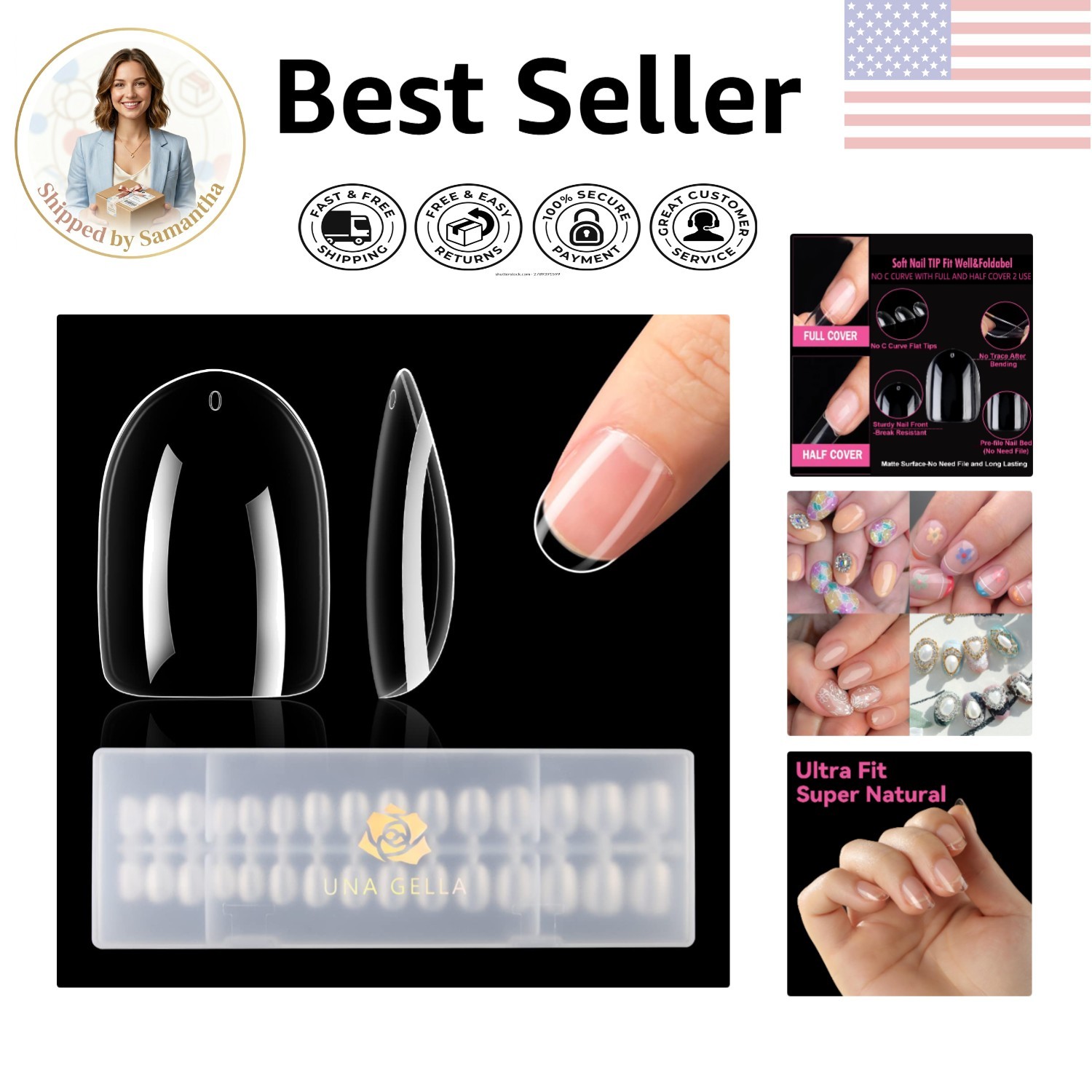 Professional Quality Extra Short Oval Gel Nail Tips – 360 Pcs in Various Sizes