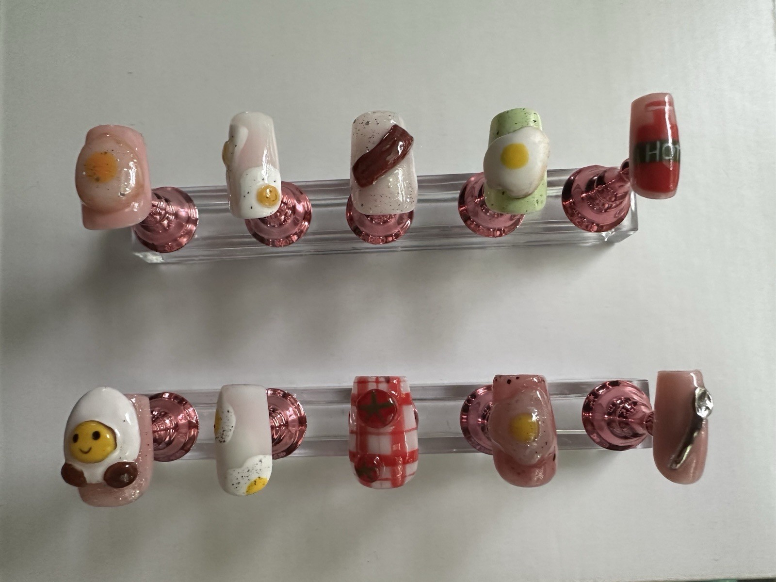 3D Breakfast Food Theme Press-On Nails