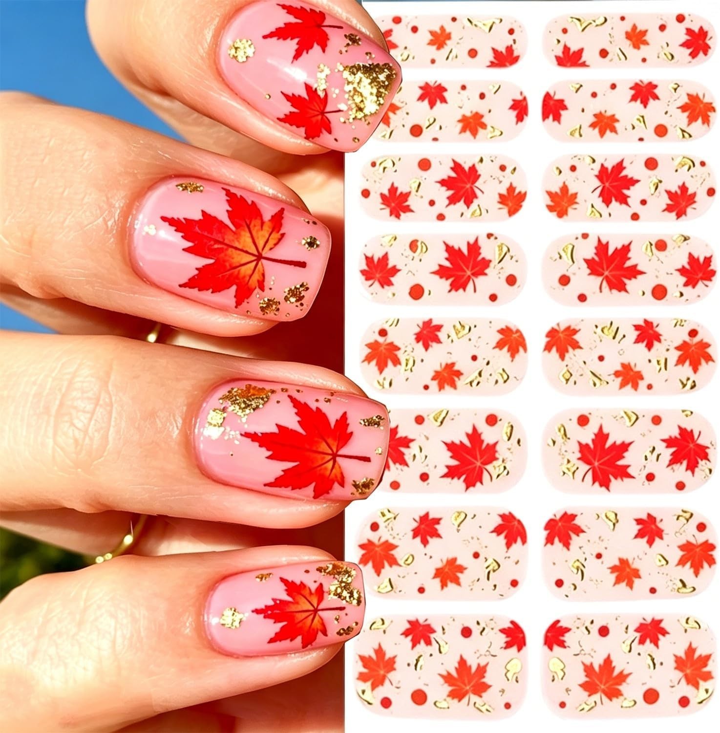 Autumn Nails Wrap Stickers Maple Leaf Nail Polish Stickers | Fall Nail Polish…