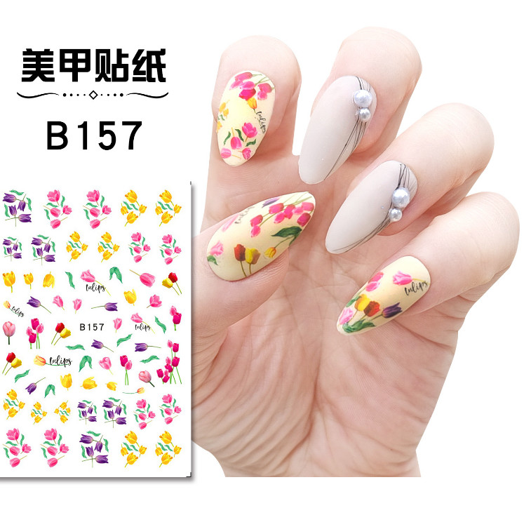 3D Nail Sticker Tulip Flower Nail Art Decals Floral Design Decorations 6Pcs NS41